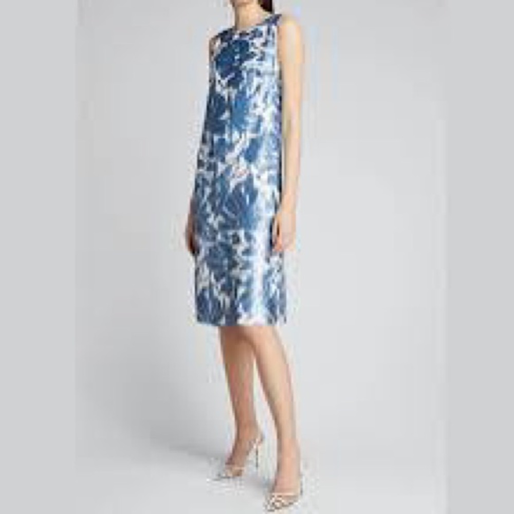 Lafayette 148 New York XS Blue Sequin Noah Dress Floral NWOT - Picture 4 of 16